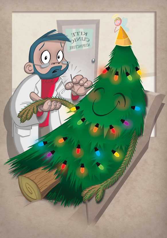 Xmas card design for 'The Kite Clinic' (acupuncture), London